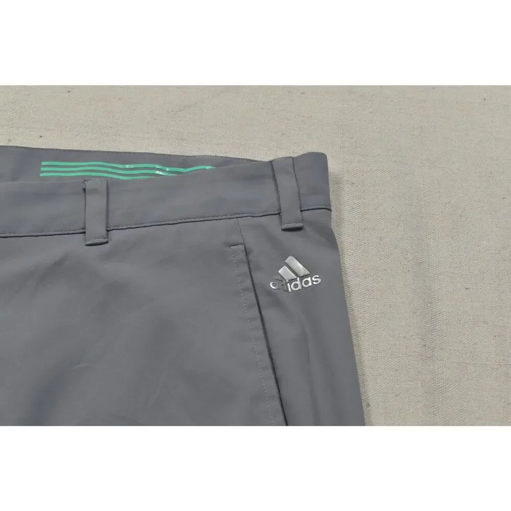 Adidas Golf Pants Men 40x30 Gray Flat Front Polyester Performance Breathable